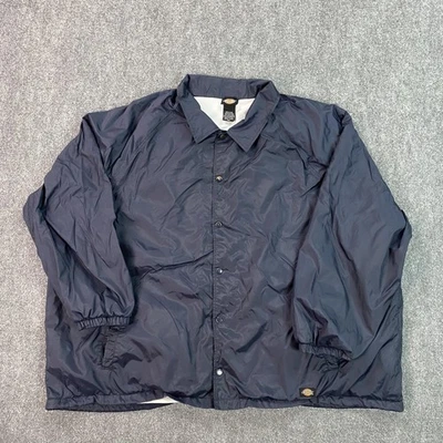 Dickies Jacket Mens 5XL Navy Nylon Snap Front Lined Coach Windbreaker Work - Image 1 of 4