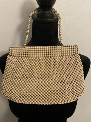 Cartera/bolso de mano vintage de malla tostada Whiting and Davis - 11”x7” excelente estado Foto 1 de 4