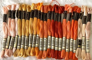 Anchor Stranded Sticktwist Mouline Cotton Floss Lot of 23 Oranges Yellow Various - Picture 1 of 4