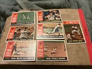 Lot (7) 1960 Topps Baseball World Series Karten DODGERS vs WHITE SOX - Near Mint - Bild 1 von 2