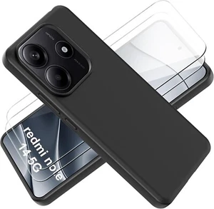 Pour Xiaomi Redmi note 14 5G Coque Mate arrière Noir + 2 Verres trempé - Photo 1 sur 3