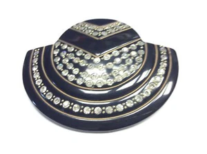 FERMAGLIO FERMACODA  RODOID NERO CM 9 MEZZA LUNA STRASS - Picture 1 of 1