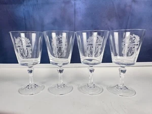 Juego de 4 copas de vino Hanna escudo familiar grabado cristal plomo escudo - Imagen 1 de 8
