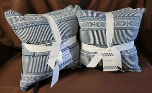 2 - 2Pk Taymor Navy/White Indoor/Outdoor 18" Filled Square Throw Pillows - Picture 1 of 6
