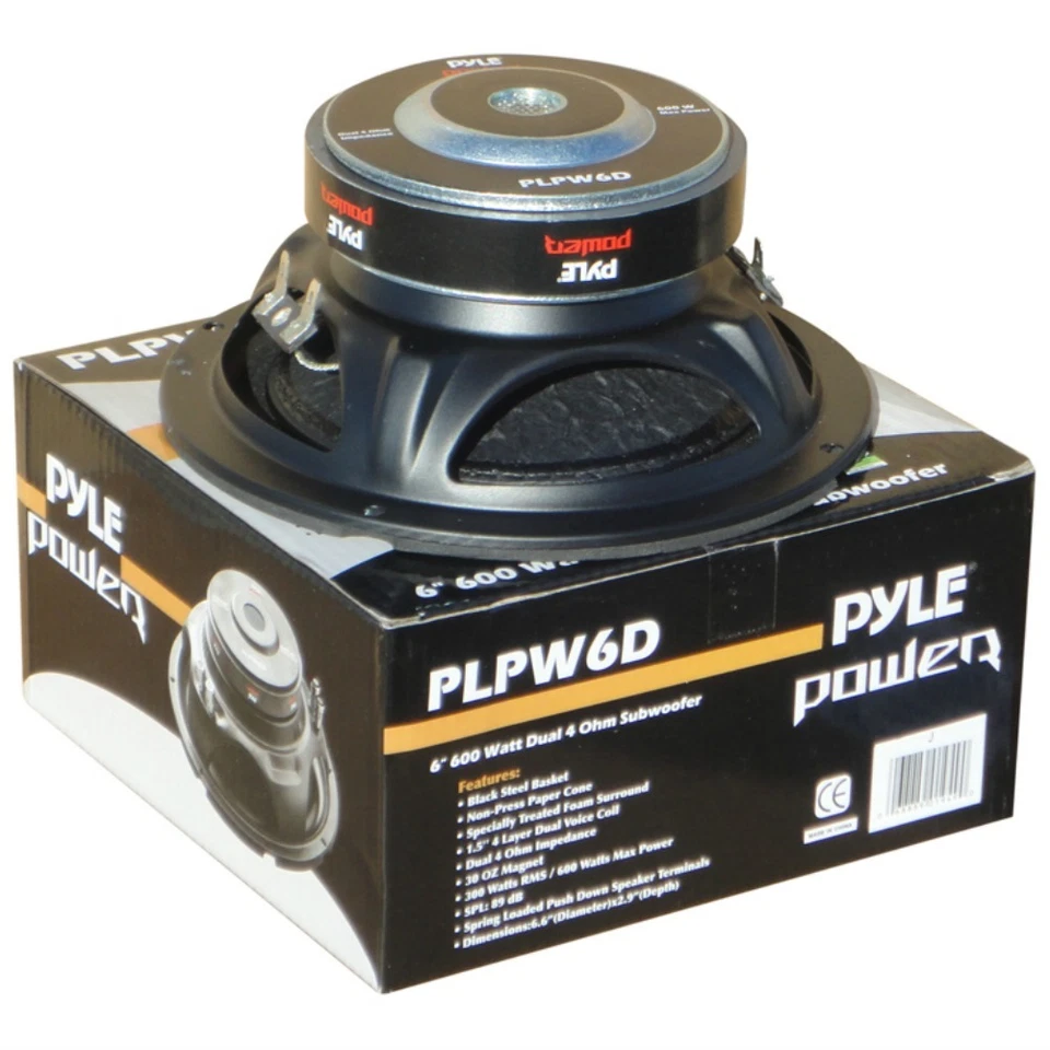 1 SUBWOOFER PYLE PLPW6D PLPW 6D 16,5 cm 300 watt rms doppia bobina da 4 ohm - Immagine 1 di 4