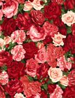 Tissu floral - Rose emballée rose et rouge C5815 - Trésors intemporels JARDIN
