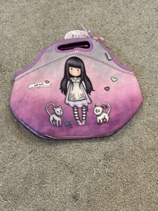 Santoro London Gorjuss Brotzeittasche lila hohe Schwänze Katzensack Griffe neu mit Etikett - Bild 1 von 8