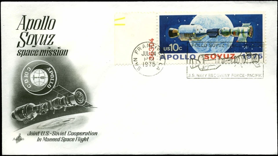 7/24/75 Apollo-Soyuz Artcraft Cachet San Francisco, CA  Pacific Recovery Fleet - Image 1 of 1