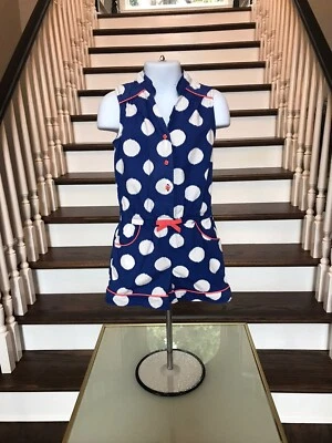 GYMBOREE LITTLE GIRL’S SIZE 4 BLUE/WHITE Polka Dot ROMPER ONE PIECE. ADORABLE! - Image 1 of 4