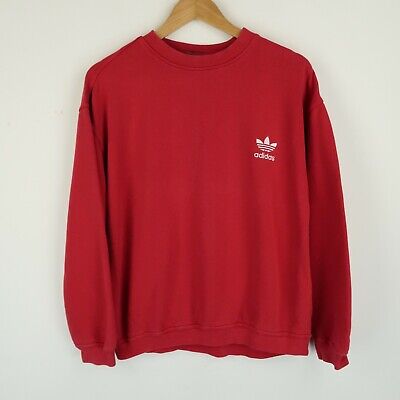 Adidas 90's Womens Trefoil Logo Sweatshirt Spell Out Red SZ Medium (G065) • 20.35€