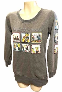 Popeye Cartoon Sweatshirt Olive Oil 6 Transpaper Small Gray Pullover Vtg Women - Picture 1 of 3