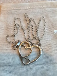 Sterling Silver 925 triple heart necklace Chain 17" - Picture 1 of 7