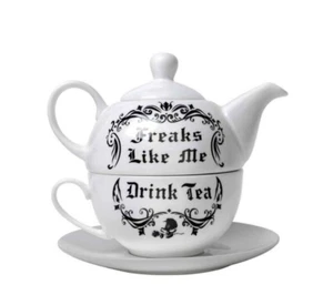 ALCHEMY GOTHIC DESIGNS, FREAKS LIKE ME DRINK TEA, BONE CHINA TEE FOR ONE SET - Bild 1 von 3