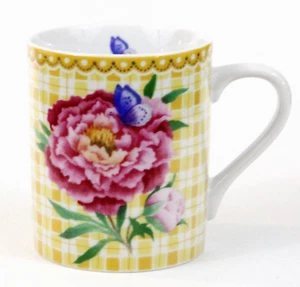Taza Andrea by Sadek cabaña ramo de colección Japón 9 oz hueso China peonía mariposa - Imagen 1 de 9