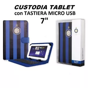 Custodia per Tablet 7" Pollici con Tastiera Micro Usb, nero-azzurra "Inter" - Foto 1 di 3