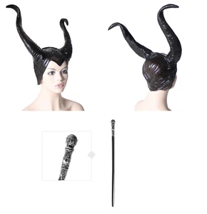 Adult Deluxe Maleficent Headpiece Costume Mistress of Evil Sceptre Halloween - Picture 1 of 4