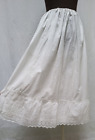 Antique White Cotton Eyelet Embroidered Slip Petticoat Skirt - Waist 22-38 in.