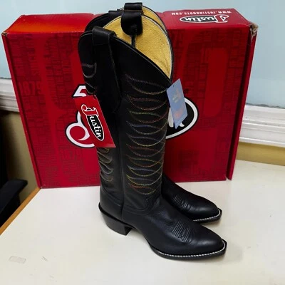 Justin Boots Mujer Whitley Negro 15" Vintage Botas de Vaquero - ¡Nuevas En Caja! L@@K! Foto 1 de 4