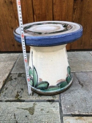 Japanese pottery chair For garden Vintage Japanese style White and blue - Image 1 of 4