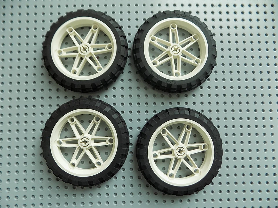 4 Lego Mindstorm Technic Motorcycle Wheels 3804 Tires 81.6 x 15 EV3 2902 - Image 1 of 3