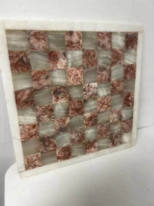 Vintage Pink & White Onyx & Marble Chess Board 14.5x14.5in - Picture 1 of 10