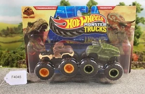 Hot Wheels Monster Truck 2 pack Tyrannosaurus Rex Triceratops FNQHotwheels F4045 - Picture 1 of 9