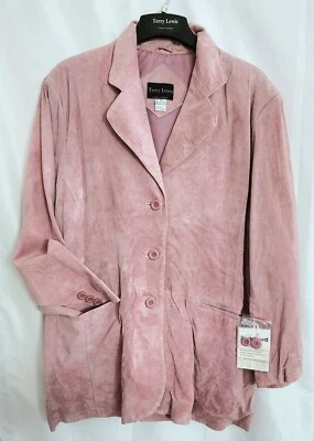 New Tags Terry Lewis Classic Luxuries Women's Jacket Genuine Leather Pink Sz 3XL - Image 1 of 4