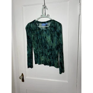 Simply Vera Wang Green Blue Long Sleeve Knit Tie Dye Lightweight Top Women's S - Picture 1 of 7