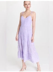 Alice + Olivia Lavendar Sleeveless Floral Eyelet Maxi Dress Sz 0 - Picture 1 of 12