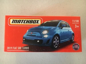 Matchbox 2022 #11 2019 Fiat 500 Turbo LASER BLU METALLIZZATO - Foto 1 di 1