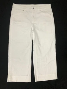 Chico's Trouser Crop White Jeans 2 (US 12) Stretch 5 Pocket Wide Leg 35x23 - Picture 1 of 10