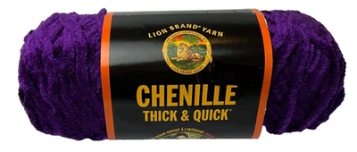 Lion Brand Yarn Chenille Thick & Quick Acrylic Rayon Super Bulky Dark Purple - Image 1 of 3