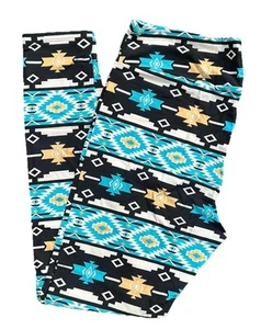 TC Lularoe Leggings Tribal Southwest Aztec Blue Black Size 12-18 NEW 378850 - Picture 1 of 4