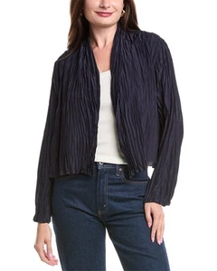 Eileen Fisher Crinkled High Collar Silk Jacket Women's - Picture 1 of 7