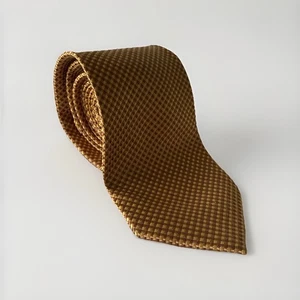 Tom James Tie Gold Small Checkers 3.5" - Picture 1 of 4