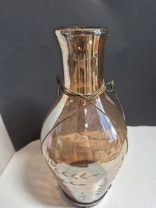 12" große goldene Bernstein handgeschliffene Glas Votivkerze hängende Laterne - Bild 1 von 10