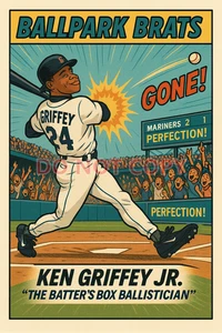 Ken Griffey Jr. as " The Batters Ballistician" b BALLPARK BRATS Parody Art Card - Picture 1 of 2