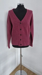 Fat Face 100% Kaschmir Strickjacke Gr. 14 Rosa V-Ausschnitt Rippstrick Knopf Pure - Bild 1 von 10