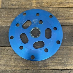 Plato vintage cuello tope disco eléctrico azul 110 BCD BMX araña tigre sello EE. UU. - Imagen 1 de 11