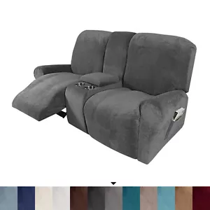 Samt Stretch Sofa 2 Sitzer Liege Couch Bezug Loveseat Schonbezug Schoner - Bild 1 von 92