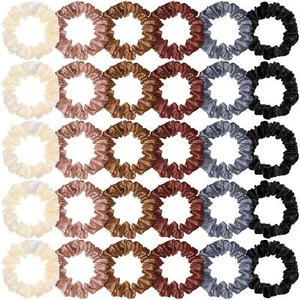 30 Pieces Silk Hair Scrunchies Satin Elastic Hair Bands Skinny Hair Scrunchie... - Picture 1 of 7