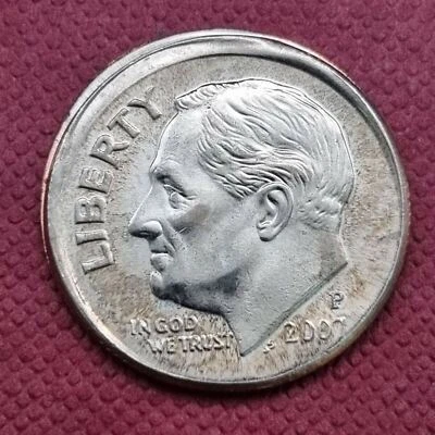 2007 P Roosevelt Dime 10c MINT ERROR - OFF CENTER #43750 - Image 1 of 2