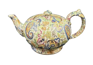 Vintage 1940's Wade Heath Pottery Blue Paisley Chintz Teapot - Picture 1 of 15