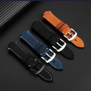 24x12mm 24x12mm Watch Strap for Oris Aquis Brown Black Leather Band Replacement - Picture 1 of 22