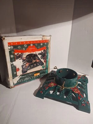Soporte de árbol de Navidad de hierro fundido rojo dorado verde pintado vintage Innova MCM 13,5" Foto 1 de 4