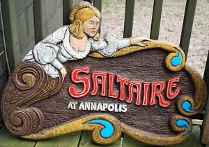 Vtg 35" PUB TAVERN SIGN Hand Carved SHIP'S FIGUREHEAD WOMAN Wall Hanging SIGNED - Picture 1 of 24