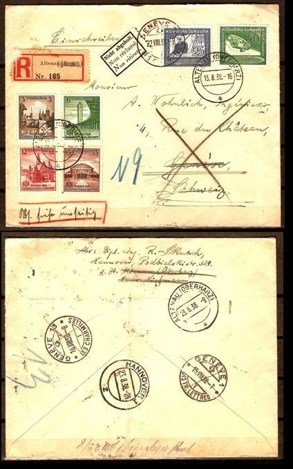 GERMANY  Sc 486 to 89 C 59 to 60 ON COVER  REGIST COVER TO SWITZ FVF - Image 1 of 1