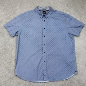 Construct Shirt Mens XL Blue Geometric Slim Fit Stretch Short Sleeve Button Down - Picture 1 of 12