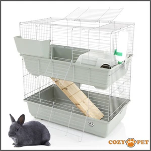 Kaninchen/Meerschweinchen 2-stufiger Käfig von Cozy Pet 80cm RB80-D Ratte, Chinchilla, Stall