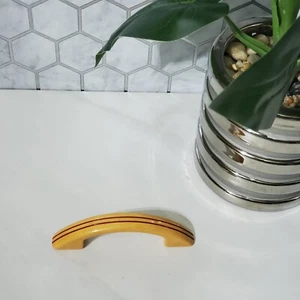 Art Deco Bakelite Catalin Opaque Yellow with Red Striping Drawer Cabinet Handle - Picture 1 of 8